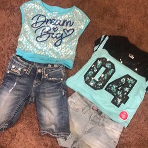 Knickers, denim shorts & 2 Justice shirts!